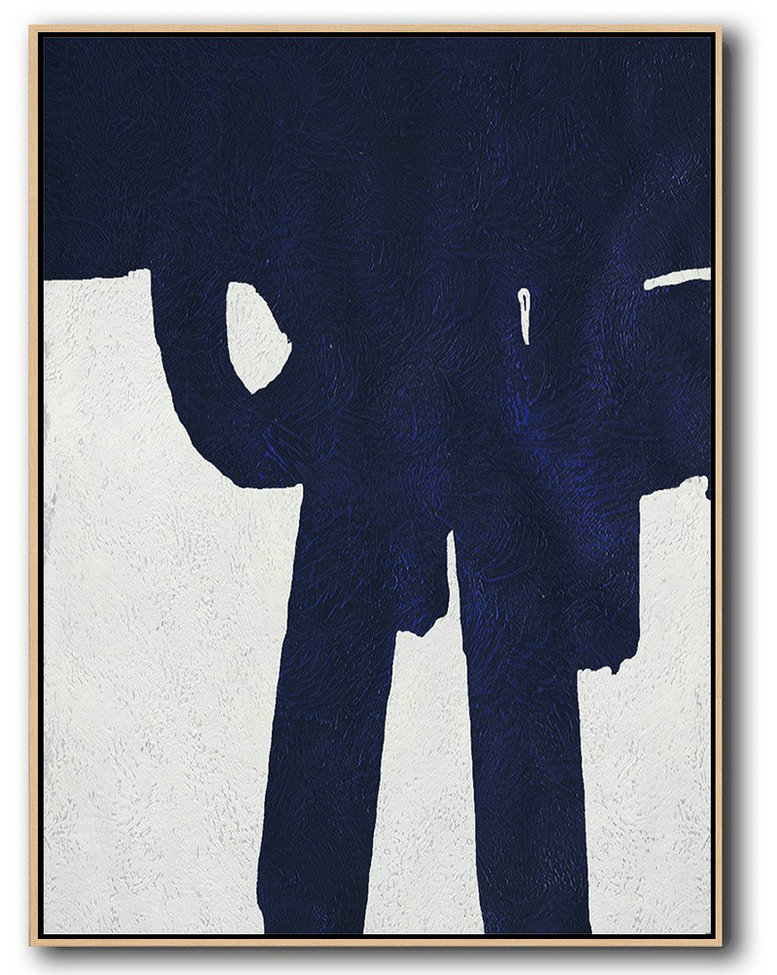 Buy Hand Painted Navy Blue Abstract Painting Online,Modern Wall Art #V5I7